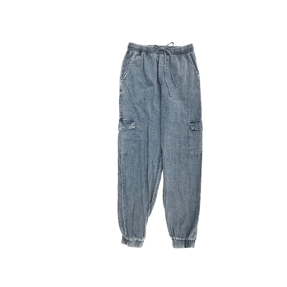 Pink Lily Pull On Jogger Cargo Pocket Women's size S Small Blue Denim Jeans
